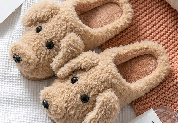Plush Dog Slippers - Three Colours & Three Sizes Available