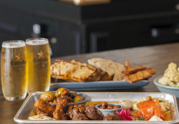 Mediterranean Platter & Two Drinks for Two or More People - Valid Seven Days