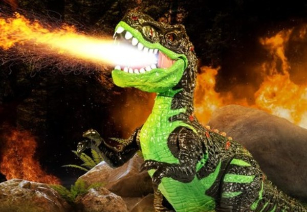 Remote Control Realistic Tyrannosaurus Toy with Water Mist, Lights & Sound - Two Colours Available