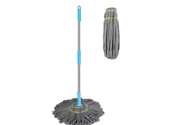 Microfibre Twist Mop with One-Piece Extra Refill - Available in Two Colours & Options for Two-Set