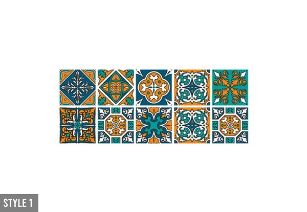 15x15cm Moroccan-Style Self-Adhesive Tile Stickers 10-Piece Set - Five Styles Available