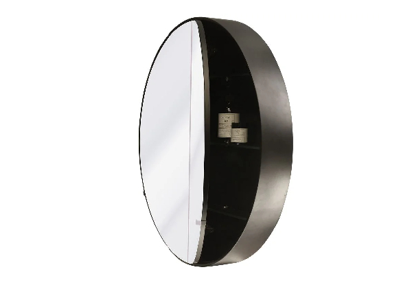 Round Mirror Cabinet with Glass Shelves - Two Colours Available