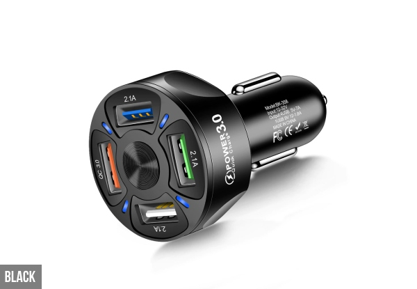 Four-Port USB Car Charger - Two Colours Available