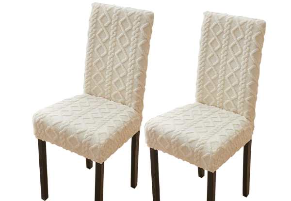 Two-Piece Stretch Jacquard Chair Cover - Available in Four Colours & Option for Four-Pack