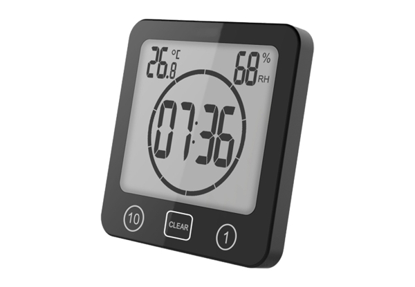 Digital Bathroom Shower Clock with Temperature & Humidity Gauge - Available in Three Colours & Option for Two-Pack