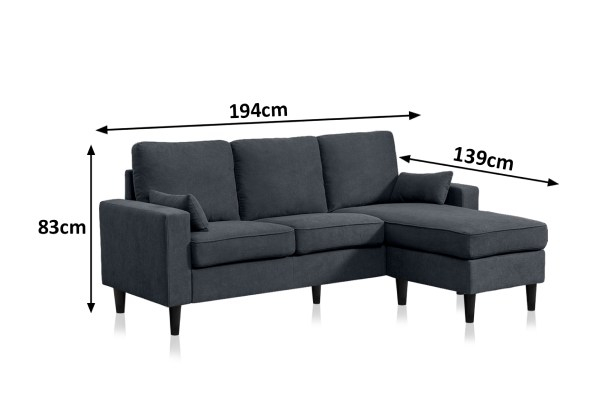 Three-Seater Charcoal Corner Sofa