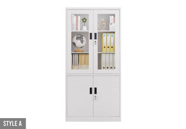 185cm Steel Filing Storage Cabinet with Tempered Glass Doors - Three Styles Available