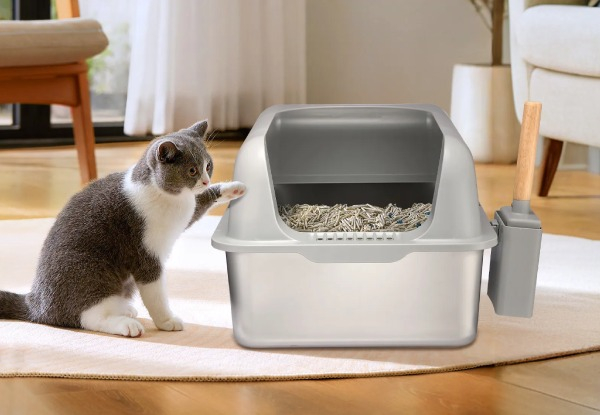 20L Stainless Steel XL Cat Litter Box with Filter Pedal - Two Colours Available