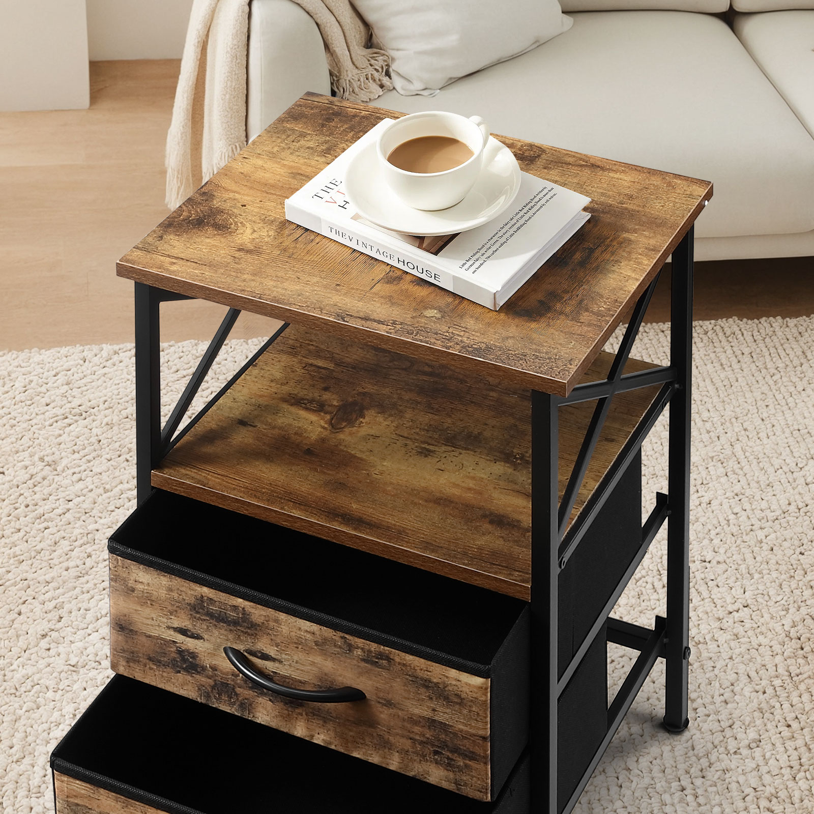 Two-Drawer Narrow Sofa Side End Table