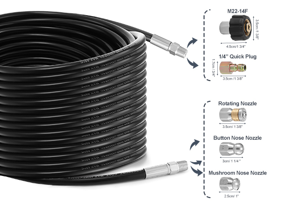 30m 5800PSI 1/4Inch NPT Sewer Jetter Kit for High Pressure Washers