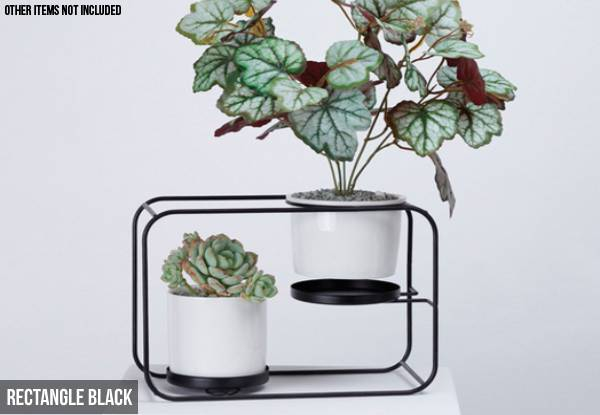 Ceramic Flower Pot with Metal Rack - Two Styles & Colours Available