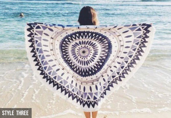 $69 for a Large Round Boho Beach Towel - Three Styles to Choose From