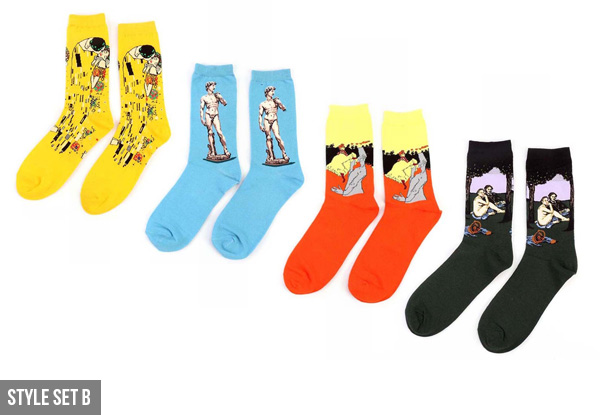 Four-Pack of Famous Icon Crew Socks - Three Styles Available with Free Delivery