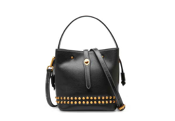 Leather Studded Shoulder Handbag - Four Colours Available