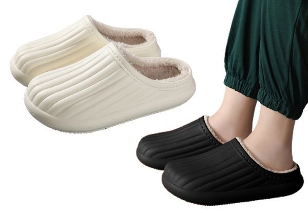 One-Pair of White EVA Water-Resistant Lined Pillow Slippers - Two Colours & Five Sizes Available