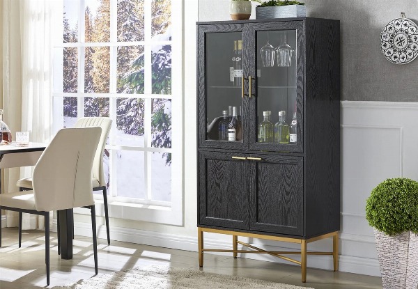Versatile Modern Black Wine Cabinet