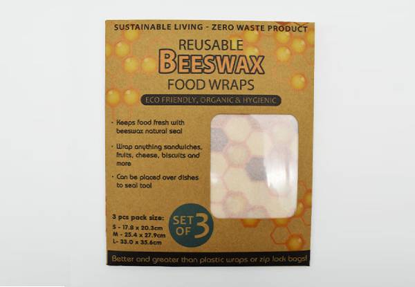 Set of Three Reusable Beeswax Food Wraps