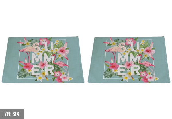 Set of Two Flamingo Printed Table Mats