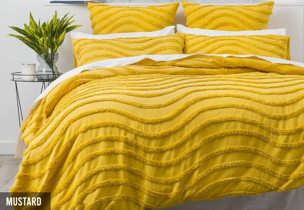 Wave Vintage Washed Cotton Chenille Quilt Incl. Pillowcase - Available in Six Colours, Four Sizes & Option for Extra European Pillowcase