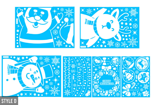 One-Pack of Removable Christmas Window Stickers - Four Styles Available & Option for Two-Pack