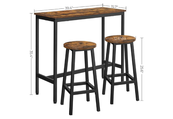 Vasagle Modern Bar Table with Two-Pieces Bar Stools