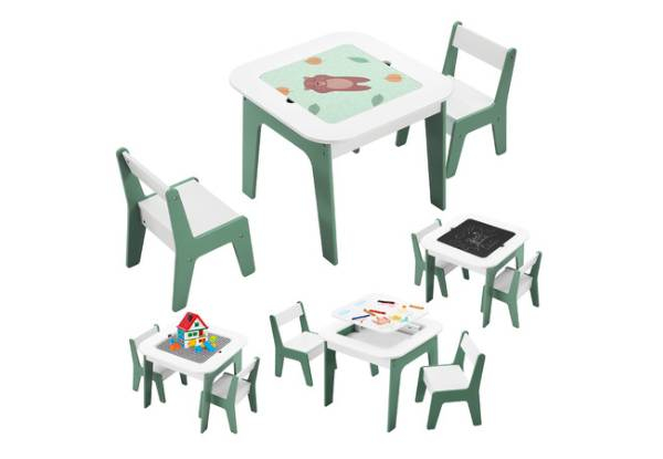 Kidbot Four-in-One Kids Table & Chairs Activity Centre Set