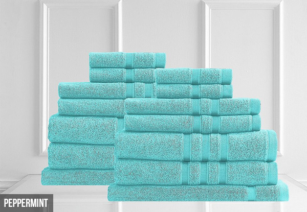 14-Piece Renee Taylor Aria 600 GSM Zero-Twist Egyptian Cotton Towel Set - Six Colours Available with Free Delivery