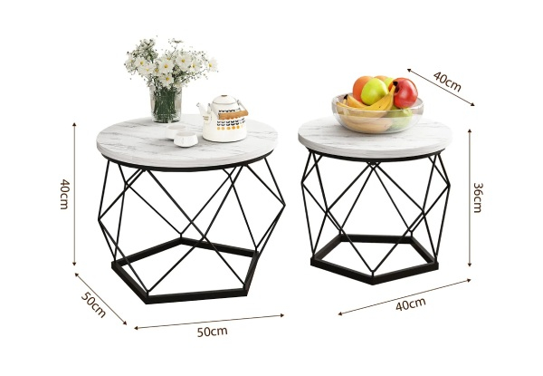 Two-Piece Faux Marble Top Round Coffee Table Set