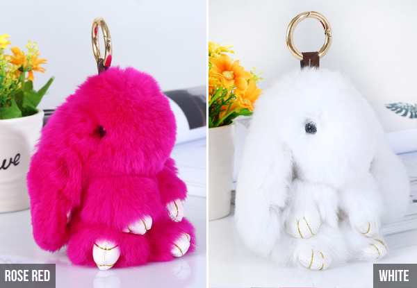 Fluffy Rabbit Keychain - Ten Colours Available