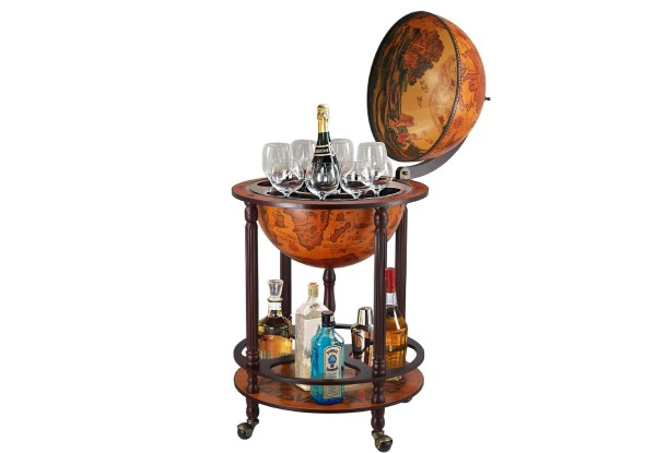 Handcrafted Antique Globe Wine Trolley