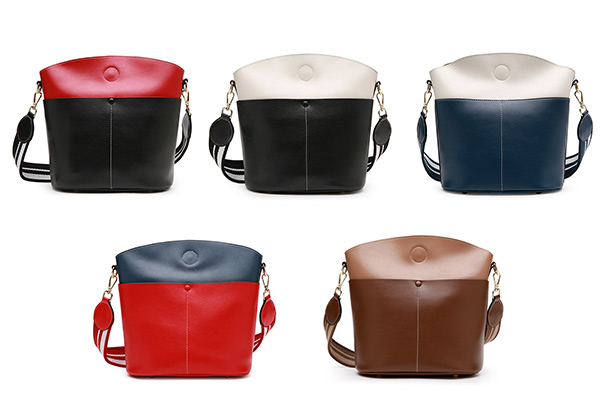 Two-Tone Leather Handbag - Five Styles Available
