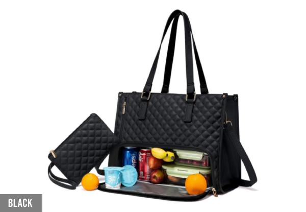Tote Bag with Insulated Lunch Compartmentand Handbag - Available in Seven Colours