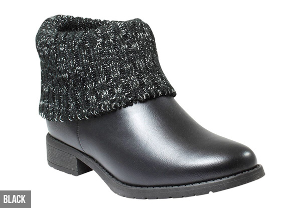 Women’s Designer Pull-Up Fleece Ankle Boot  with Low Block Heel - Two Colours Available
