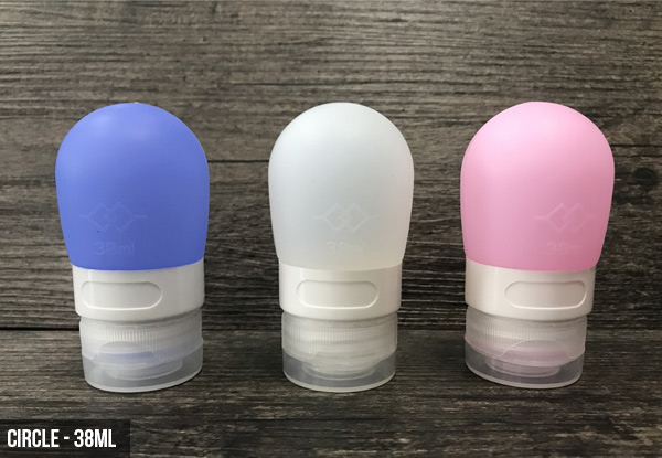 Three-Pack of Refillable Silicone Travel Bottles - Three Sizes & Three Shapes Available with Free Delivery
