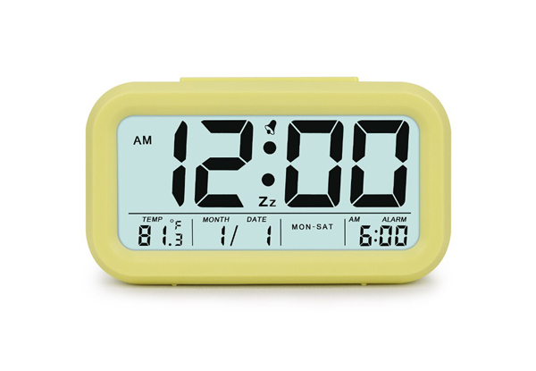 LCD Display Digital Alarm Smart Clock with Nightlight - Three Colours Available