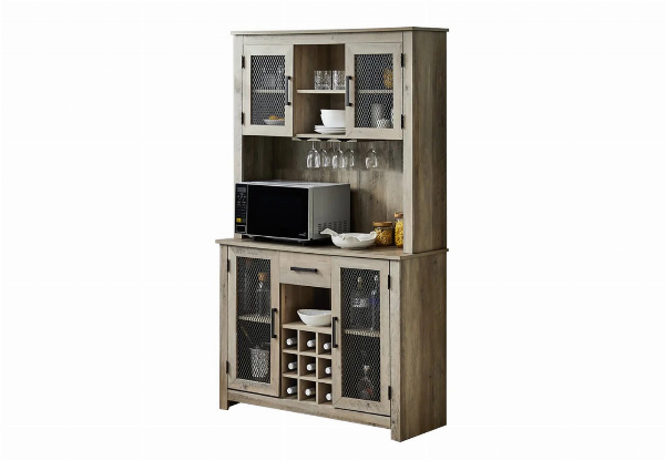 Washed-Grey Finish Wine Cabinet