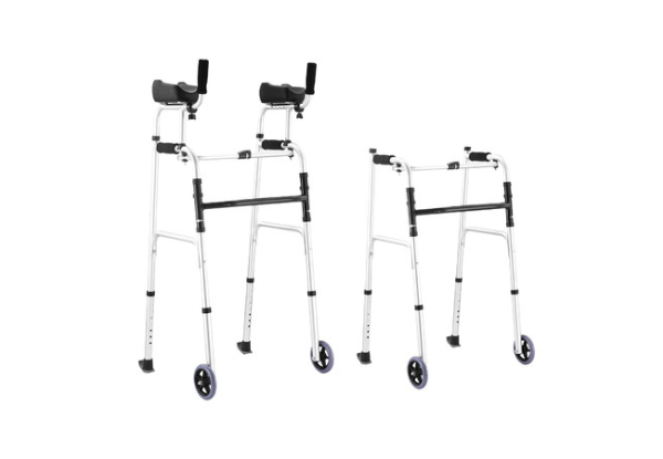 Two-in-One Folding Walker with Wheels, Height & Arm Adjustable