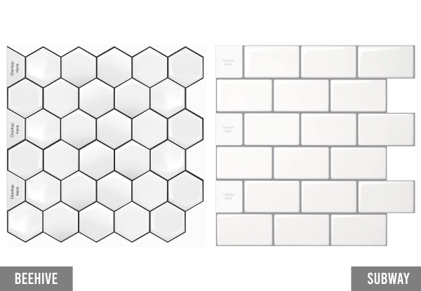 Five-Piece 3D Self-Adhesive Tiles - Six Styles Available