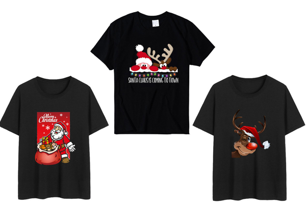 Women's Christmas Print  T-Shirt - Four Styles, Three Colours & Five Sizes Available