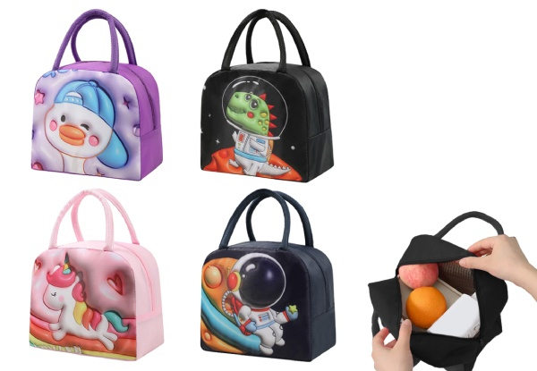 Kids Cute 3D Cartoon Insulated Lunch Bag - Available in Four Colours & Option for Two-Pack