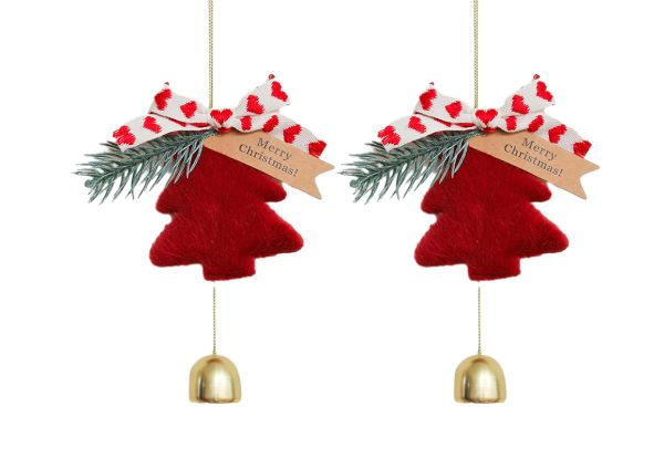 Two-Piece Christmas Tree Bell Ornaments - Available in Two Colours & Option for Two-Pack