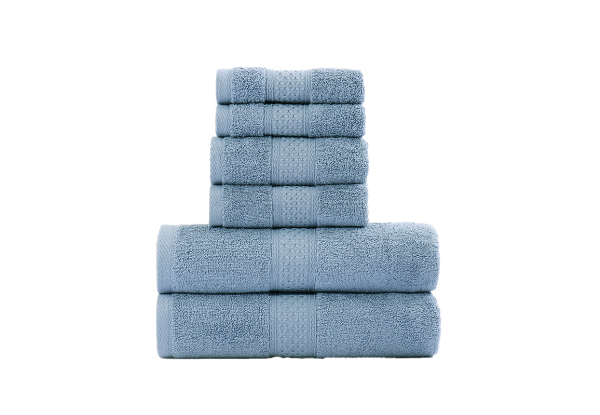 Six-Piece Cotton Bath Towel Set - Four Colours Available