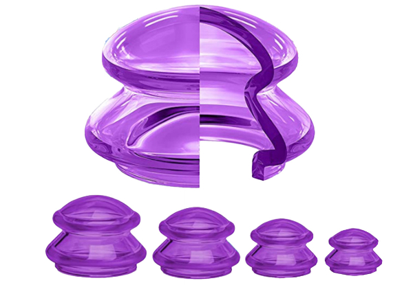 Four-Pack Silicone Cupping Set - Available in Three Colours & Option for Two Sets