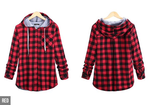 Hooded Checked Shirt - Four Colours Available with Free Delivery