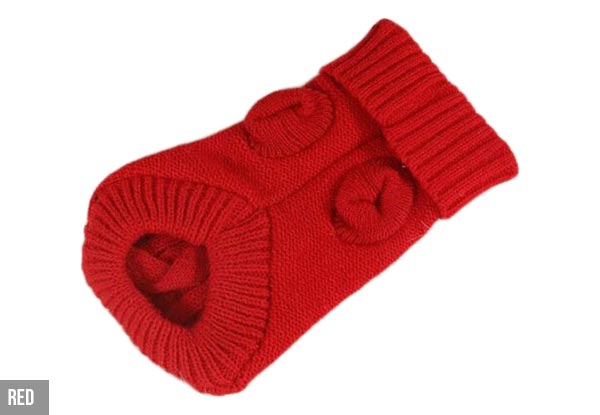 $10 for a Knitted Dog Jumper — Three Sizes & Five Colours Available