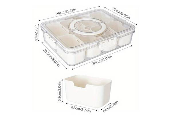Eight-Grid Snack Tray with Lid & Handle