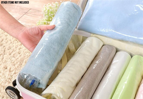 Eight-Pack of Hand Rolling Compression Vacuum Organiser Bags