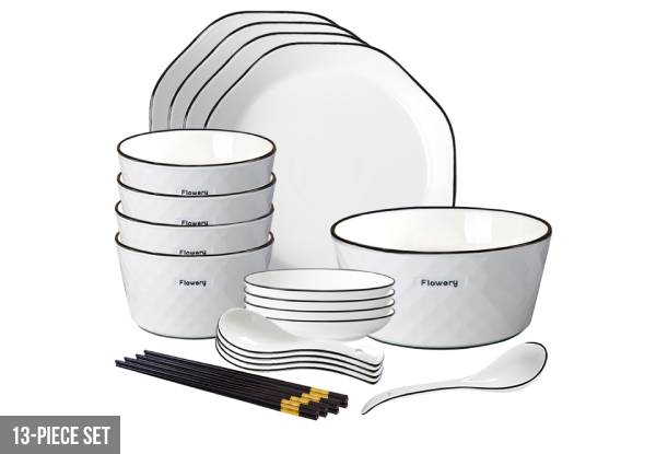 Four-Piece Set Diamond Pattern Ceramic Dinnerware Crockery Set - Options for up to 22-Piece Set