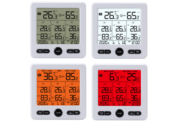 Digital Thermometer with Three Remote Sensors - Two Colours Available