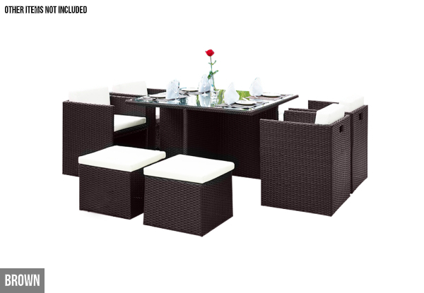 Nine-Piece Outdoor Cube Dining Set - Two Colours Available